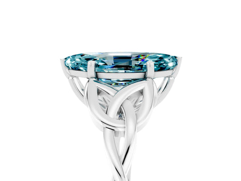 White gold Marquise Cut Blue Topaz Solitaire Engagement Ring with Celtic Knot Band and Four-Prong Setting_5