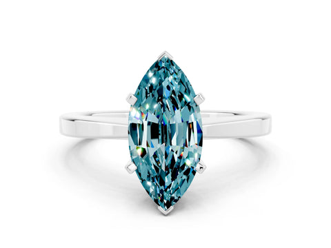 White gold Marquise Cut Blue Topaz Solitaire Engagement Ring with Classic Band and Four-Prong Setting_36