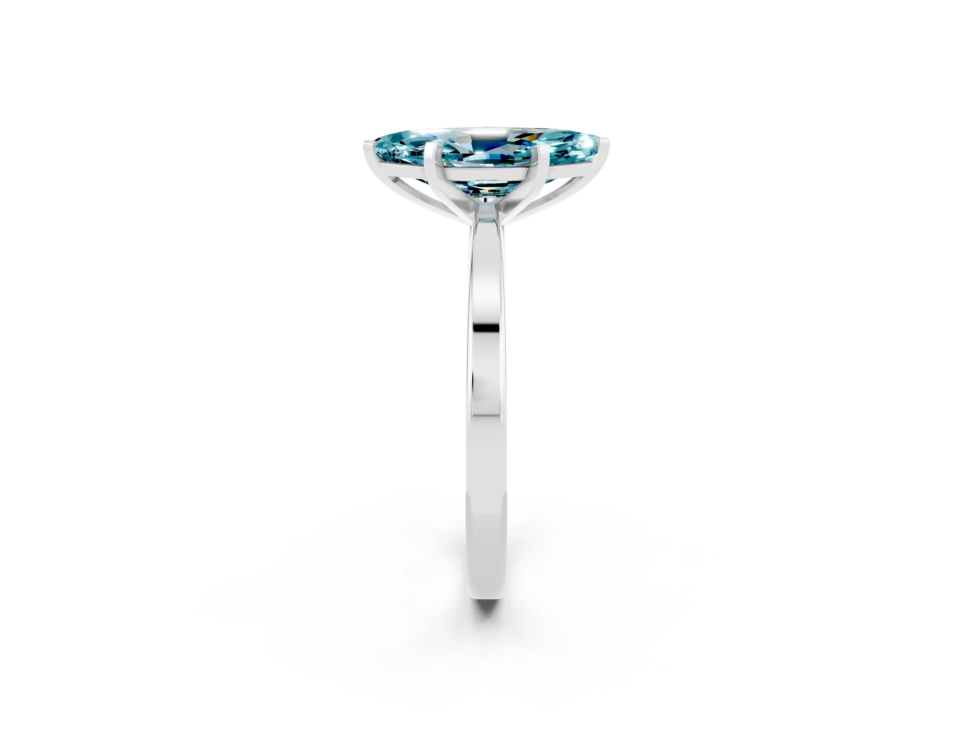 White gold Marquise Cut Blue Topaz Solitaire Engagement Ring with Classic Band and Four-Prong Setting_38