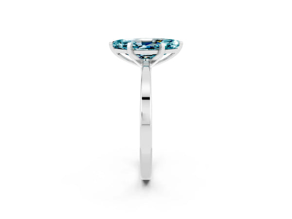 White gold Marquise Cut Blue Topaz Solitaire Engagement Ring with Classic Band and Four-Prong Setting