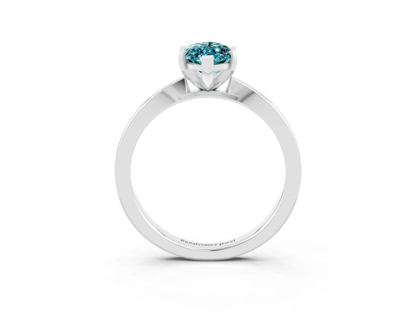 Platinum Marquise Cut Blue Topaz Solitaire Engagement Ring with Classic Band and Four-Prong Setting