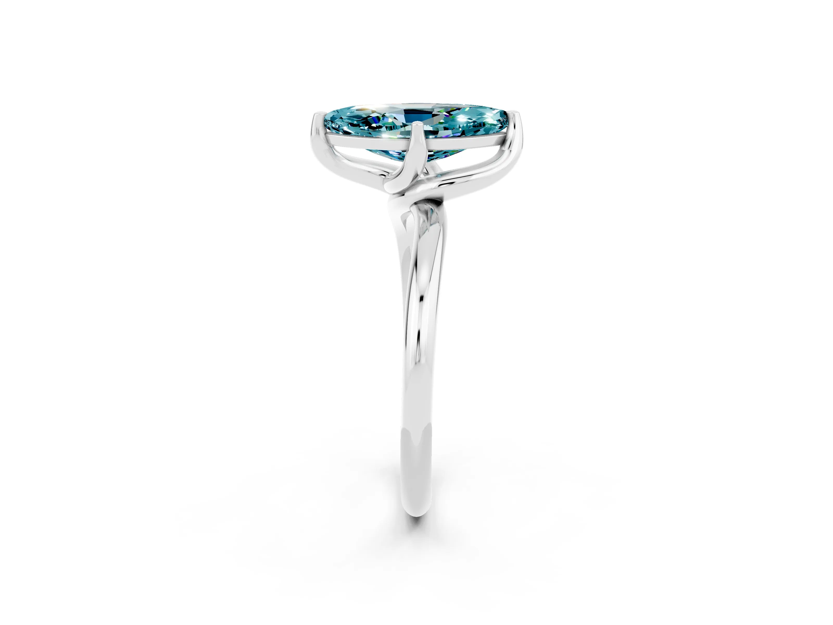 White gold Marquise Cut Blue Topaz Solitaire Engagement Ring with Four-Prong Setting and Classic Band_38
