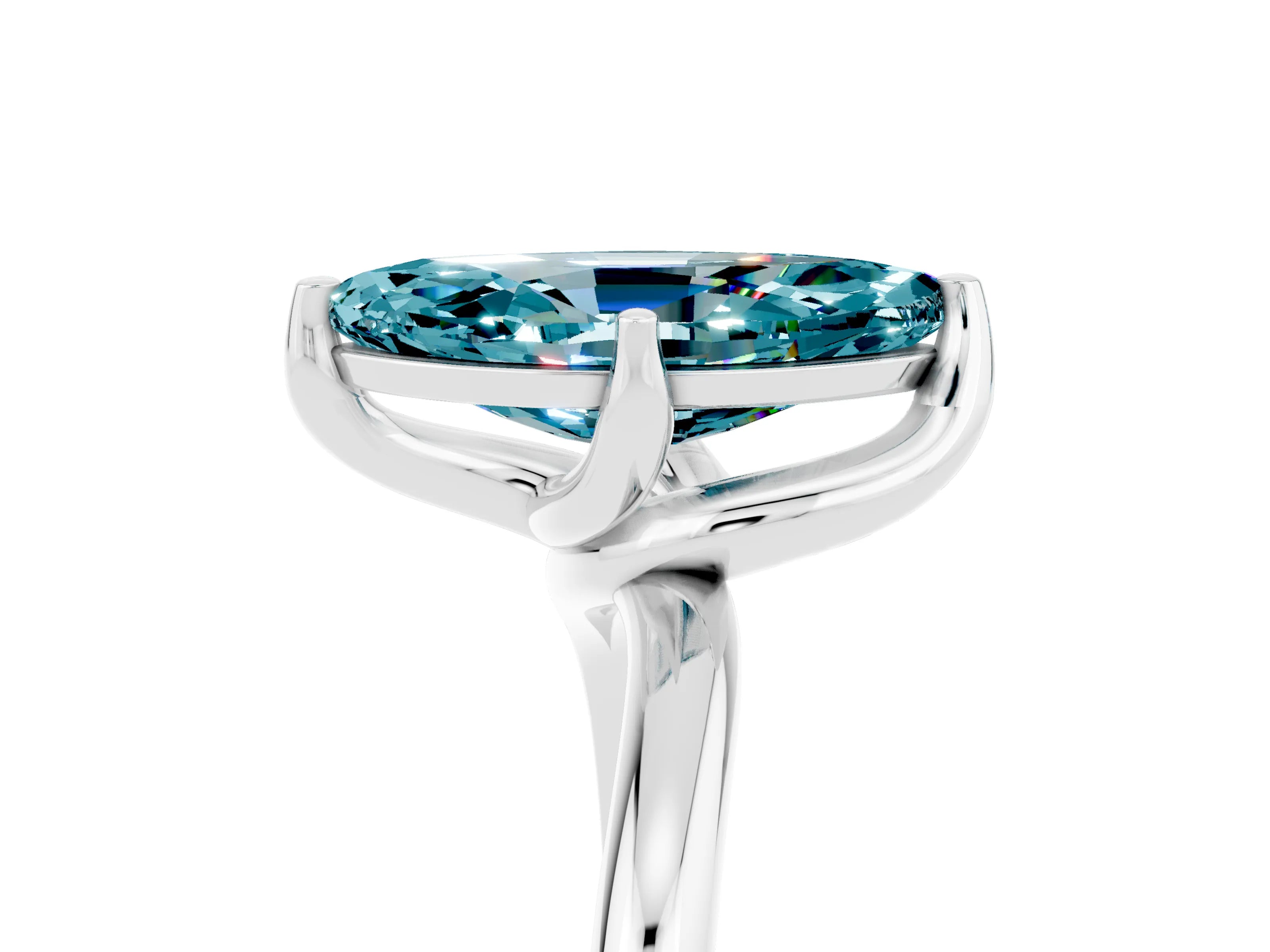 White gold Marquise Cut Blue Topaz Solitaire Engagement Ring with Four-Prong Setting and Classic Band_41