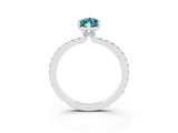 White gold Marquise Cut Blue Topaz Solitaire Engagement Ring with Pavé Band and Four-Prong Setting_3