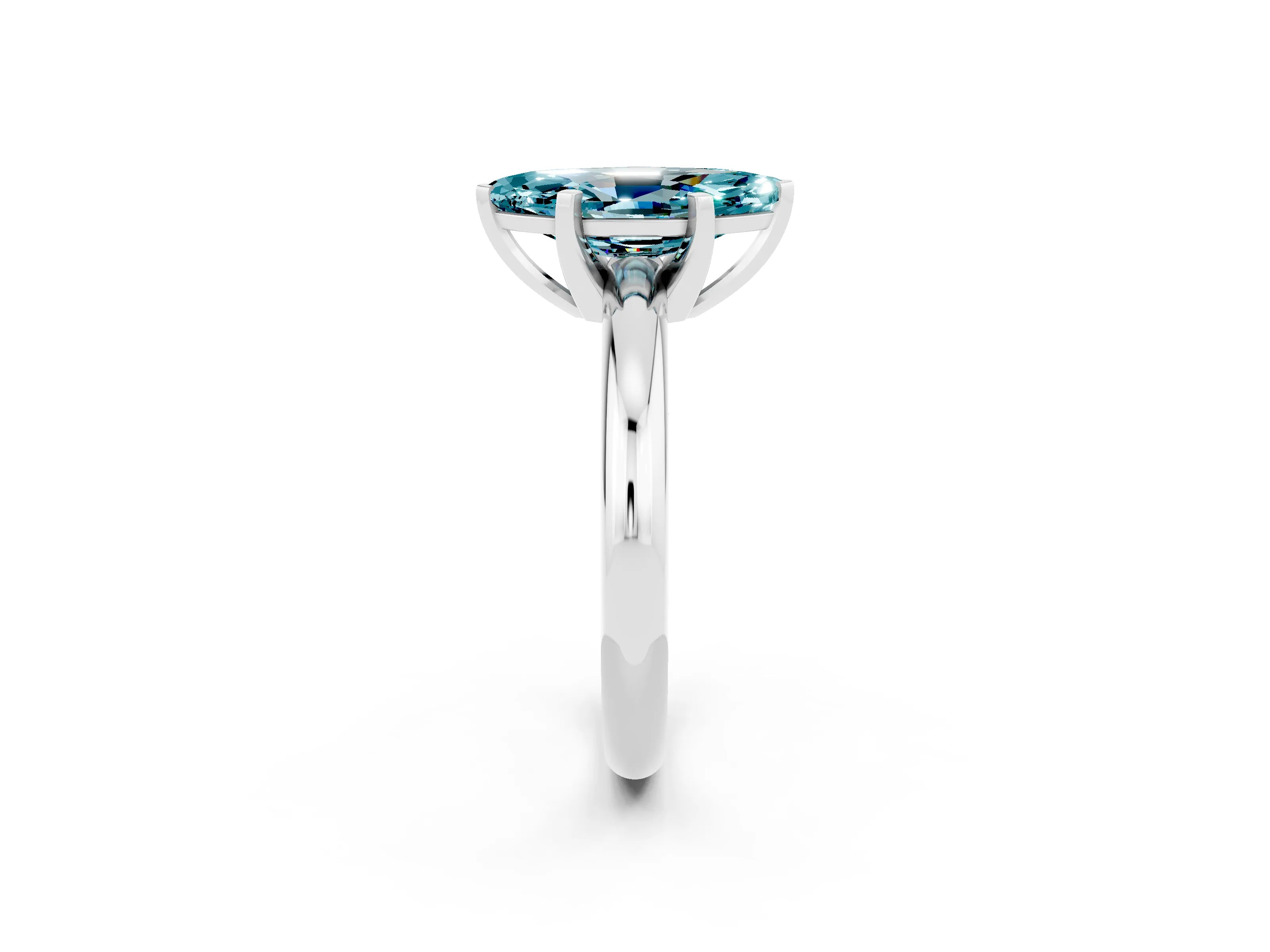 White gold Marquise Cut Blue Topaz Solitaire Engagement Ring with Round Band and Four-Prong Setting_2