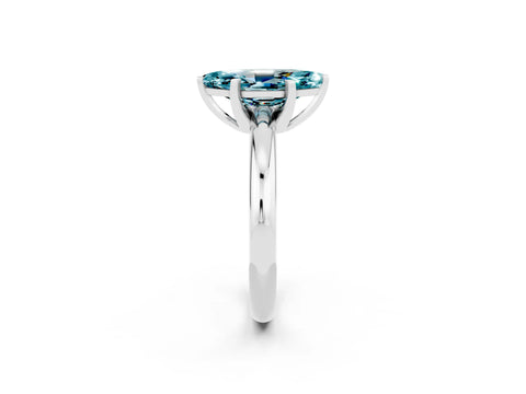 White gold Marquise Cut Blue Topaz Solitaire Engagement Ring with Round Band and Four-Prong Setting_2