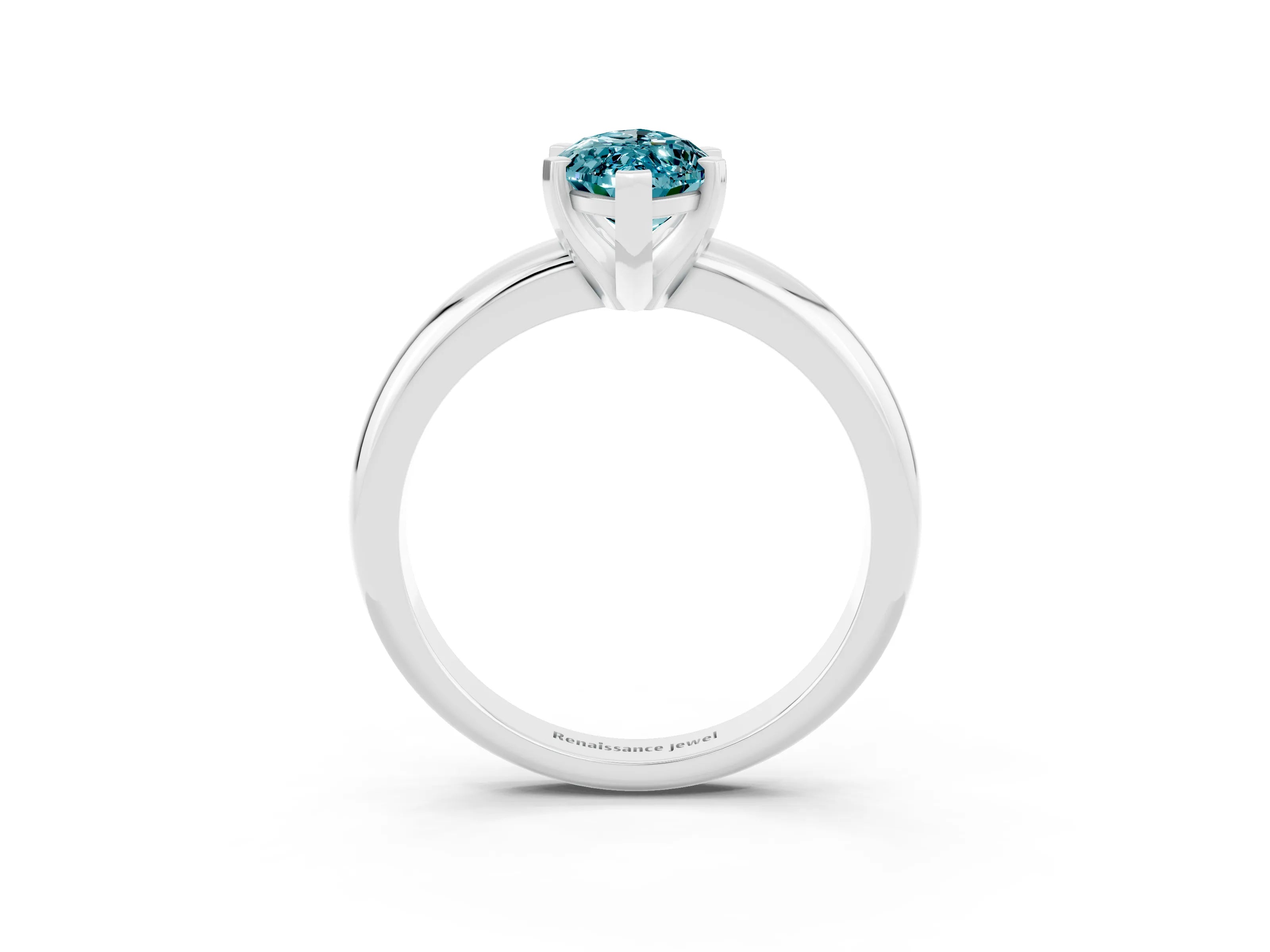 White gold Marquise Cut Blue Topaz Solitaire Engagement Ring with Round Band and Four-Prong Setting_3