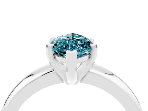 White gold Marquise Cut Blue Topaz Solitaire Engagement Ring with Round Band and Four-Prong Setting_4