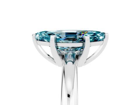 White gold Marquise Cut Blue Topaz Solitaire Engagement Ring with Round Band and Four-Prong Setting_5