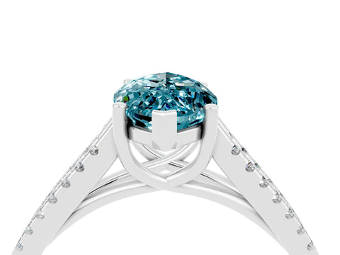 White gold Marquise Cut Blue Topaz Solitaire Engagement Ring with Split Shank Pavé Band_4