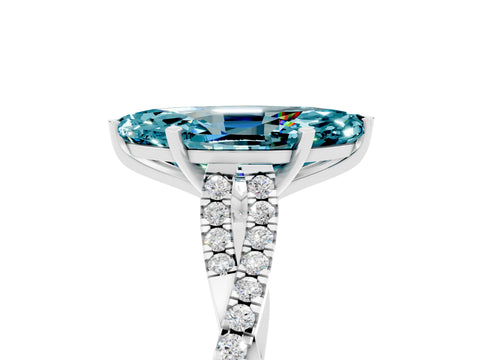 White gold Marquise Cut Blue Topaz Solitaire Engagement Ring with Twisted Pavé Band and Four-Prong Setting_5