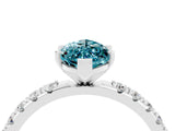 White gold Marquise Cut Blue Topaz Solitaire Pavé Band with Four-Prong Setting_4