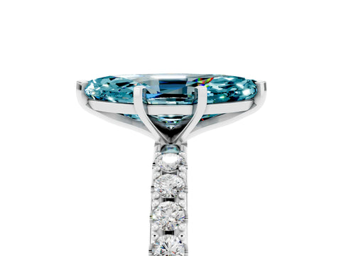 White gold Marquise Cut Blue Topaz Solitaire Pavé Band with Four-Prong Setting_5