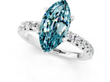 White gold Marquise Cut Blue Topaz Solitaire Pavé Engagement Ring with Round Band and Prong Setting_13