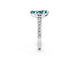 White gold Marquise Cut Blue Topaz Solitaire Pavé Engagement Ring with Round Band and Prong Setting_14
