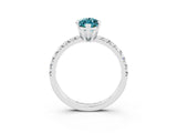 White gold Marquise Cut Blue Topaz Solitaire Pavé Engagement Ring with Round Band and Prong Setting_15