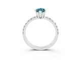 White gold Marquise Cut Blue Topaz Solitaire Pavé Engagement Ring with Round Band and Prong Setting_75