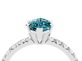 White gold Marquise Cut Blue Topaz Solitaire Pavé Engagement Ring with Round Band and Prong Setting_76