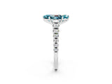 White gold Marquise Cut Blue Topaz Solitaire Ring with Cathedral Setting and Pavé Band_2