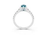 White gold Marquise Cut Blue Topaz Solitaire Ring with Cathedral Setting and Pavé Band_3