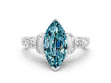 White gold Marquise Cut Blue Topaz Solitaire Ring with Filigree Band and Four-Prong Setting_24