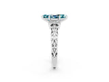 White gold Marquise Cut Blue Topaz Solitaire Ring with Filigree Band and Four-Prong Setting_26