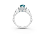 White gold Marquise Cut Blue Topaz Solitaire Ring with Filigree Band and Four-Prong Setting_27