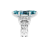 White gold Marquise Cut Blue Topaz Solitaire Ring with Filigree Band and Four-Prong Setting_29
