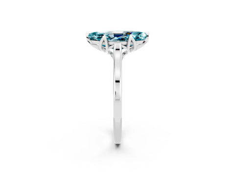 White gold Marquise Cut Blue Topaz Solitaire Ring with Flower Prong Setting and Classic Band_14