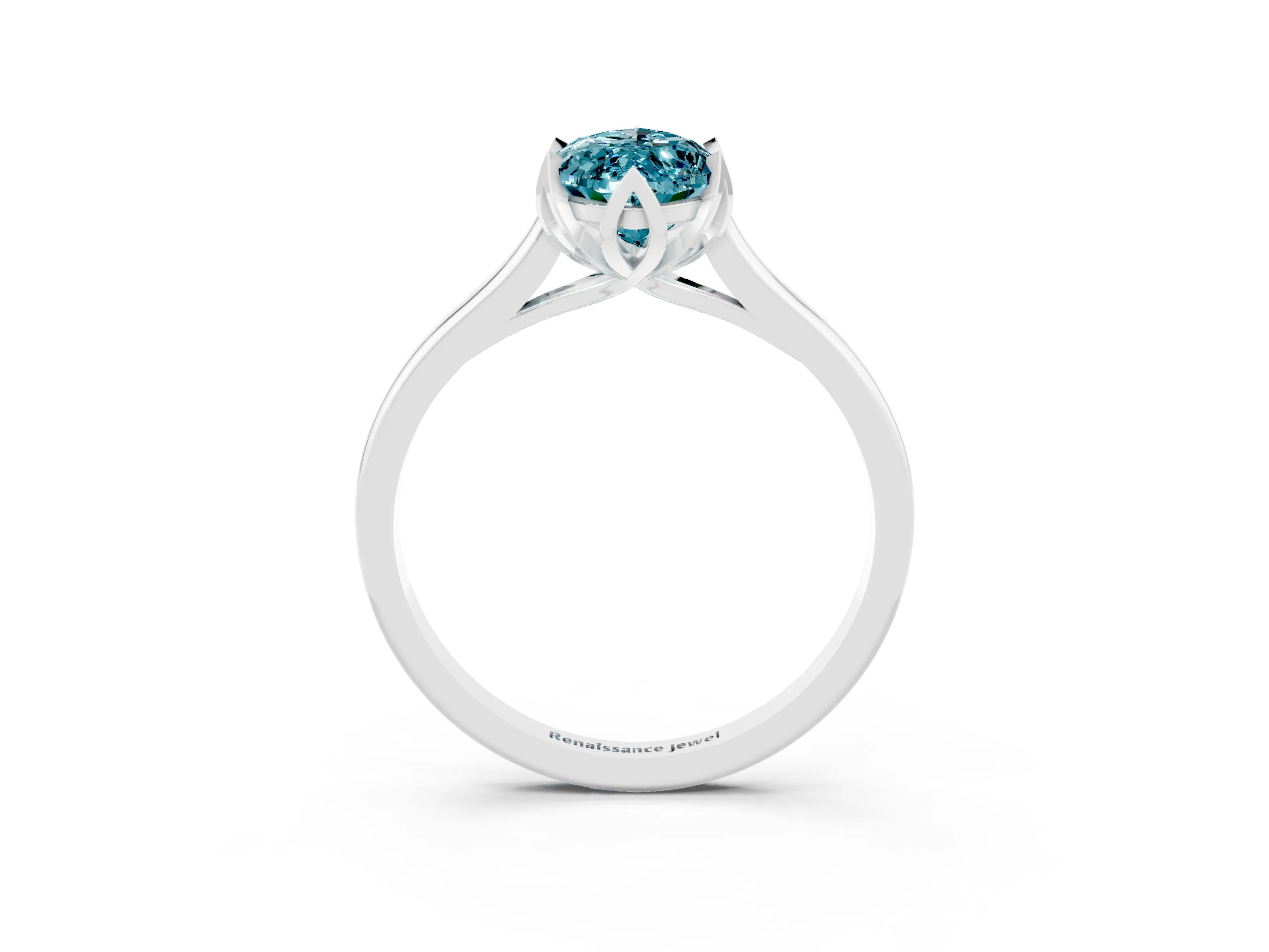 White gold Marquise Cut Blue Topaz Solitaire Ring with Flower Prong Setting and Classic Band_15