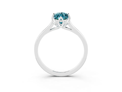 White gold Marquise Cut Blue Topaz Solitaire Ring with Flower Prong Setting and Classic Band_15