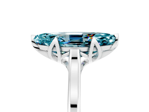 White gold Marquise Cut Blue Topaz Solitaire Ring with Flower Prong Setting and Classic Band_17