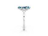 White gold Marquise Cut Blue Topaz Solitaire Ring with Flower Prong Setting and Classic Band_26
