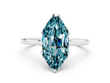 White gold Marquise Cut Blue Topaz Solitaire Ring with Flower Prong Setting and Classic Band_60