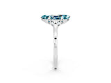 White gold Marquise Cut Blue Topaz Solitaire Ring with Flower Prong Setting and Classic Band_62