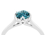 White gold Marquise Cut Blue Topaz Solitaire Ring with Flower Prong Setting and Classic Band_64
