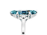 White gold Marquise Cut Blue Topaz Solitaire Ring with Flower Prong Setting and Classic Band_65