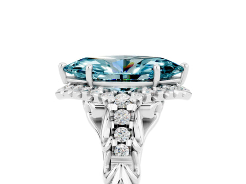 White gold Marquise Cut Blue Topaz Solitaire Ring with Hidden Halo and Pavé Band_17