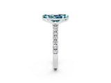 White gold Marquise Cut Blue Topaz Solitaire Ring with Pavé Accents and Four-Prong Setting_2