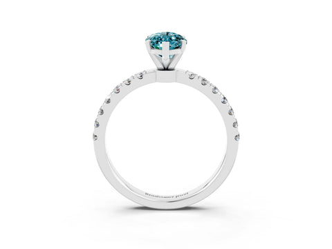White gold Marquise Cut Blue Topaz Solitaire Ring with Pavé Accents and Four-Prong Setting_3