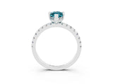 White gold Marquise Cut Blue Topaz Solitaire Ring with Pavé Band and Four-Prong Setting_39
