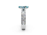 White gold Marquise Cut Blue Topaz Solitaire Ring with Pavé and Channel Set Band_2