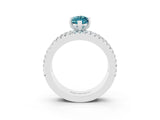 White gold Marquise Cut Blue Topaz Solitaire Ring with Pavé and Channel Set Band_3