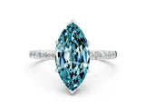 White gold Marquise Cut Blue Topaz Solitaire Ring with Pave Band and Four Prong Setting_24