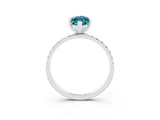 White gold Marquise Cut Blue Topaz Solitaire Ring with Pave Band and Four Prong Setting_27