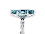 White gold Marquise Cut Blue Topaz Solitaire Ring with Pave Band and Four Prong Setting_29