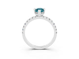 White gold Marquise Cut Blue Topaz Solitaire Ring with Round  Pavé Band and Four-Prong Setting_51