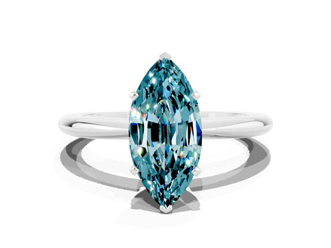 White gold Marquise Cut Blue Topaz Solitaire Ring with Six-Prong Setting and Classic Band_12