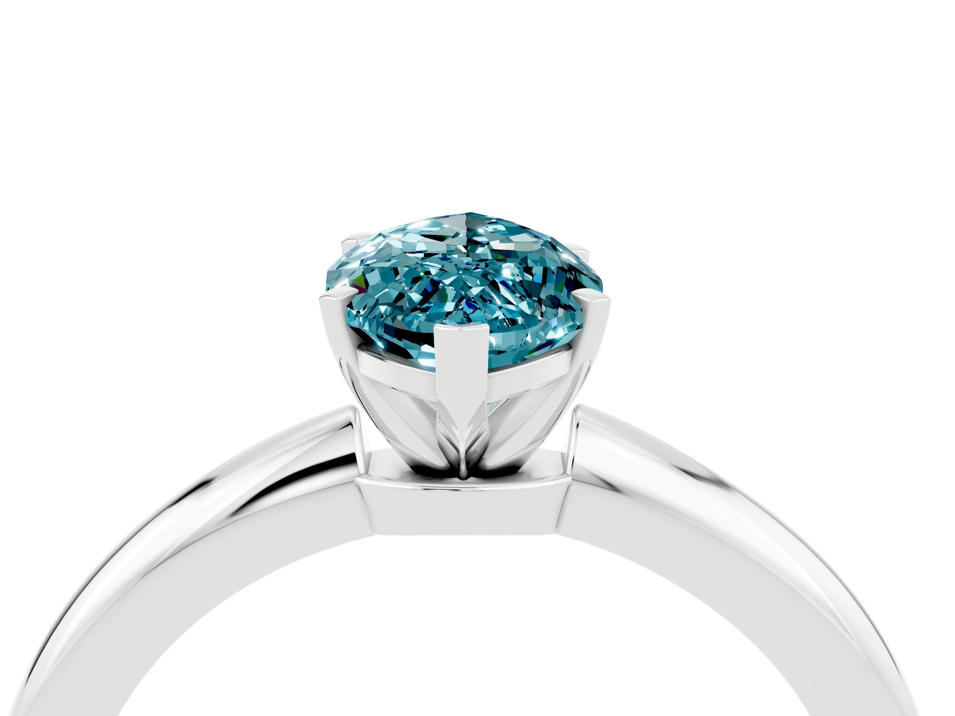 White gold Marquise Cut Blue Topaz Solitaire Ring with Six-Prong Setting and Classic Band_16