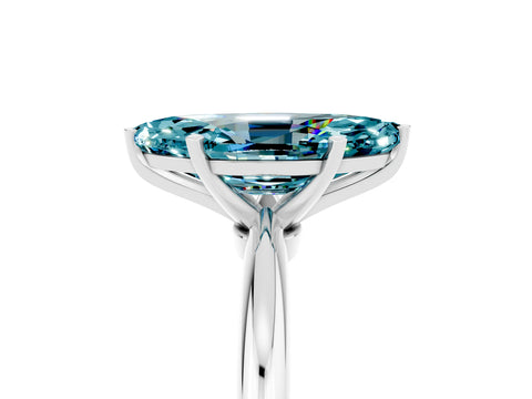 White gold Marquise Cut Blue Topaz Solitaire Ring with Six-Prong Setting and Classic Band_17